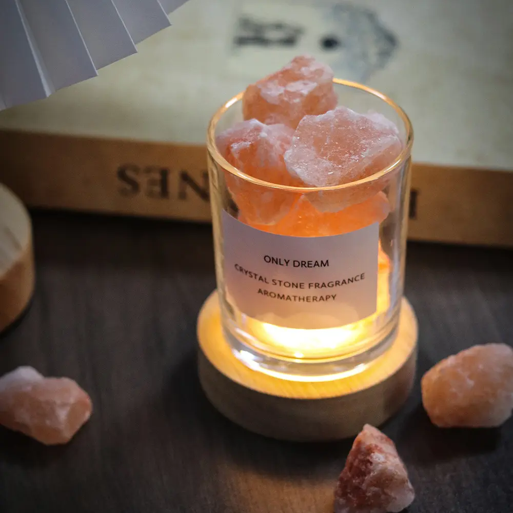 Home Decorativa Fragrância Natural Crystal Rock Pedra Aromaterapia Difusor com Óleo Essencial e Garrafa De Vidro
