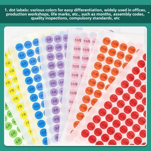Large <strong>Red</strong> Number <strong>Coding</strong> Self-Adhesive Vinyl Label Paper Glossy <strong>Colorful</strong> Polka Dot Handwritten Small Dots Packaging Sticker - Product Image 2
