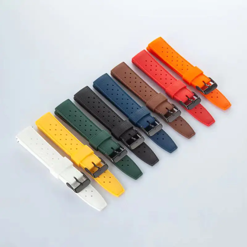 High Quality Waterproof Silicone Racing Tropic Watch Strap 20mm 22mm Hot sale Dive Rally Rubber Watch Band With PVD Black Buckle