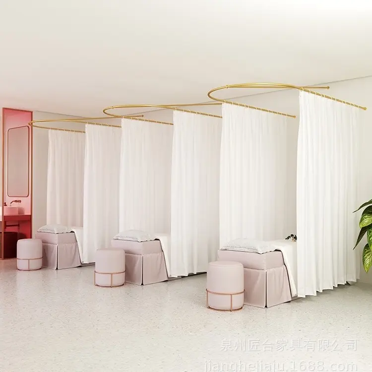 2024 nuovo salone di bellezza ferro arte a forma di U isolamento tenda design salone di bellezza supporto telaio