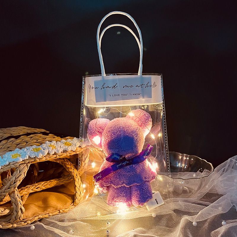 Red teddy bear+ins self-adhesive bag+warm light
