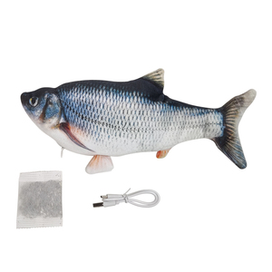 Juguete interactivo de gato de peluche al por mayor, pez flopping eléctrico recargable con hierba gatera, juguete de pez Kicker de gato móvil realista - Product Image 5