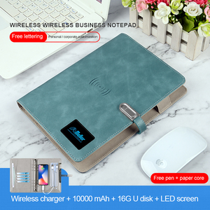 Power Bank <strong>Note</strong> Book A5 LEATHER Diary <strong>Notebook</strong> Cover <strong>with</strong> Wireless Charger Custom Led logo Different Light <strong>Color</strong> Flash Notepad - Product Image 2