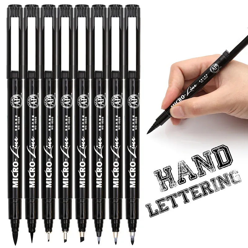 Cao 8Pcs Tay Chữ Bút Neelde Vẽ Dòng Thư Pháp Không Thấm Nước Sắc Tố Fineliner Bút Cho Nguồn Cung Cấp Nghệ Thuật