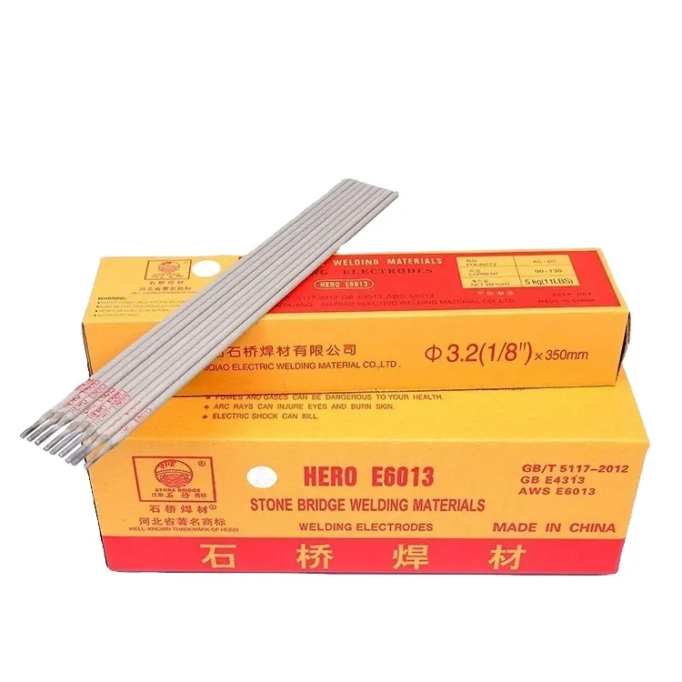 PIEDRA PUENTE MARCA varilla de soldadura E6013 2,5mm electrodo de soldadura E6013 Shijiazhuang shiqiao eléctrico J506 J507 Disponible para la venta