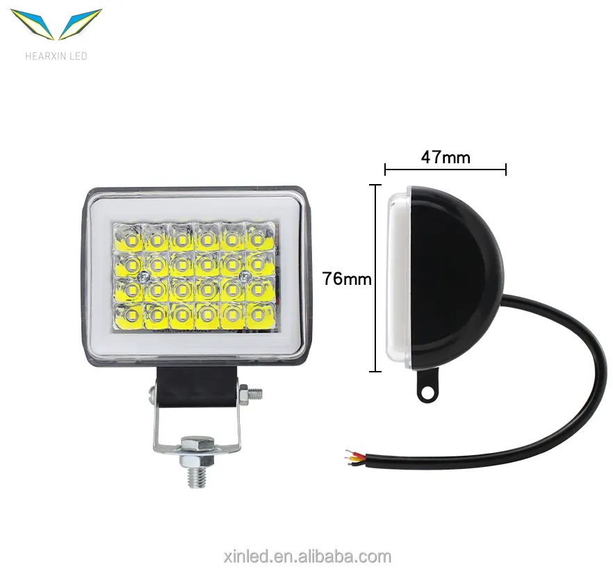 4 Inch 12V 24V Motorcycle Spotlights LED Work Light 72W 6000K White Square COB headlight for Offroad Jeep 4x4 ATV Truck Tractor