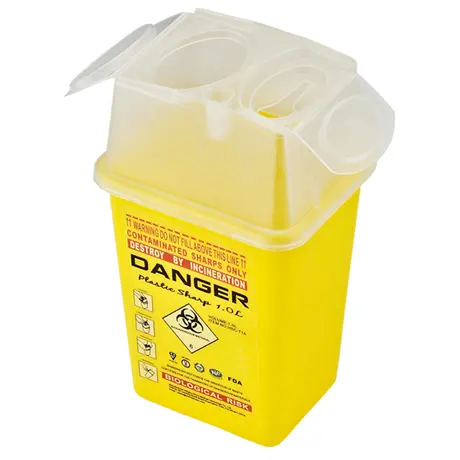 Hot Sale PP Made 1L Sharps Disposal Container Mini Yellow Sharps Container