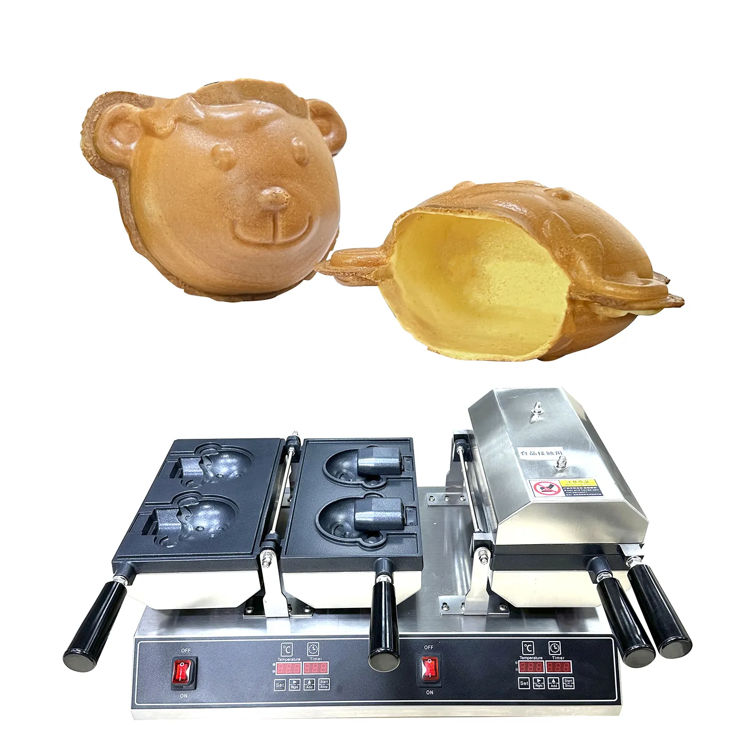 Kommerzielle Maschine für kleine Geschäfts ideen Open Mouth Bären form Taiyaki Ice Cream elektrische Waffeleisen Maschine