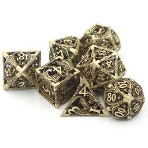 ชุดลูกเต๋าโลหะกลวงคุณภาพสูงที่มีรูปทรงหลายรูปแบบเหมาะสำหรับเกม DND และเกมสวมบทบาท - Product Image 4