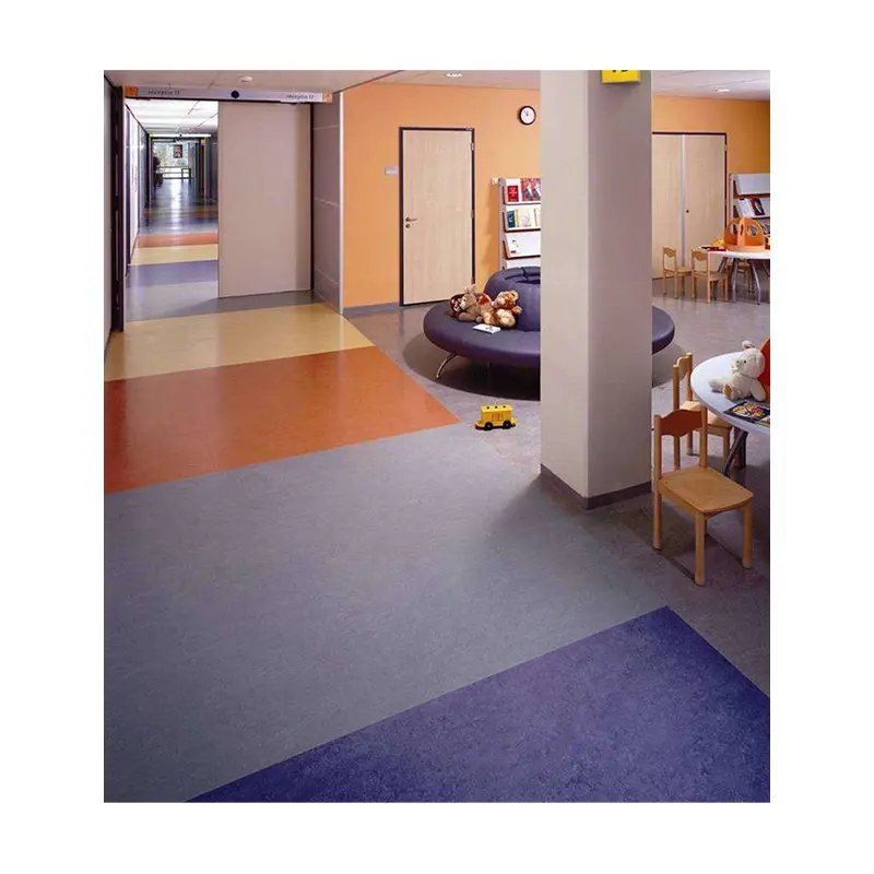 Stock disponibile 5M giallo chiaro scuola impermeabile a bassa manutenzione marmo Pvc Roll Floor