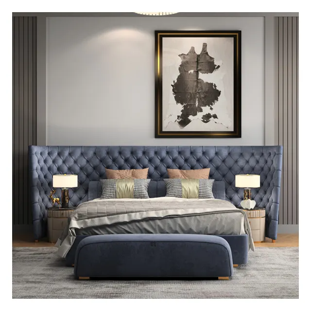 İtalyan ışık lüks yatak ana yatak odası high-end ve atmosferik 2*2 metre pull-up yatak tasarımcı villa geniş ekran kral yatak