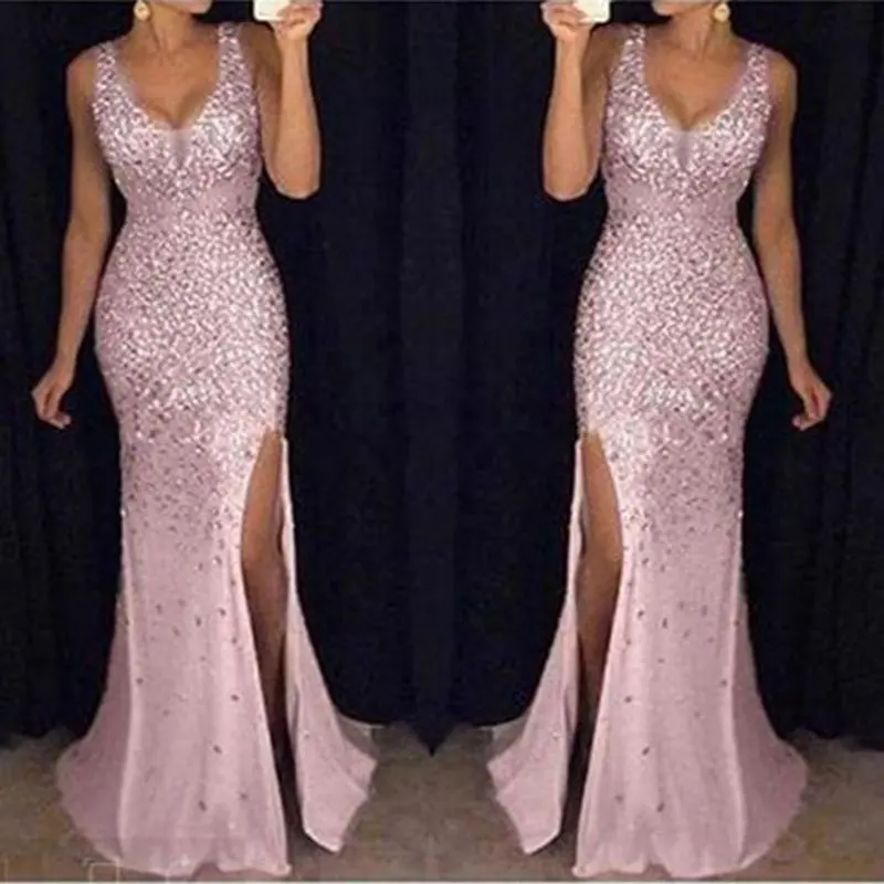 2022 Frühling Sommer Lässig Lange Sexy Pailletten Elegante Dame Party kleid Frauen Abend Nacht Party kleid