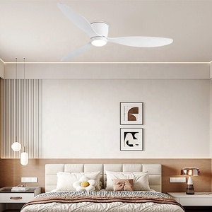 Ventiladores de techo Led silenciosos con aplicación Bluetooth inteligente moderna de 52 pulgadas con luz regulable para dormitorios - Product Image 1