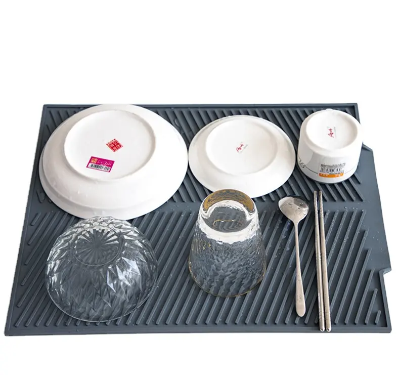 キッチンカウンター折りたたみ式皿乾燥パッド用シリコン防水折りたたみ式乾燥マット