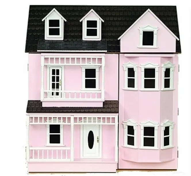 Casa de muñecas a escala 1/12, casa de muñecas de juguete de madera elegante para niños, Kits de casa de muñecas Victoriana