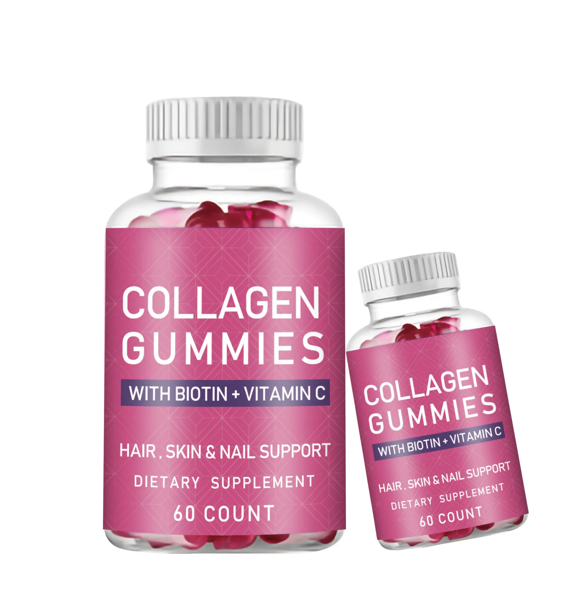 Rambut kecantikan kulit kuku Biotin Collagen suplemen Gummy pemutih kulit Vitamin Bear Vegan kolagen Gummies