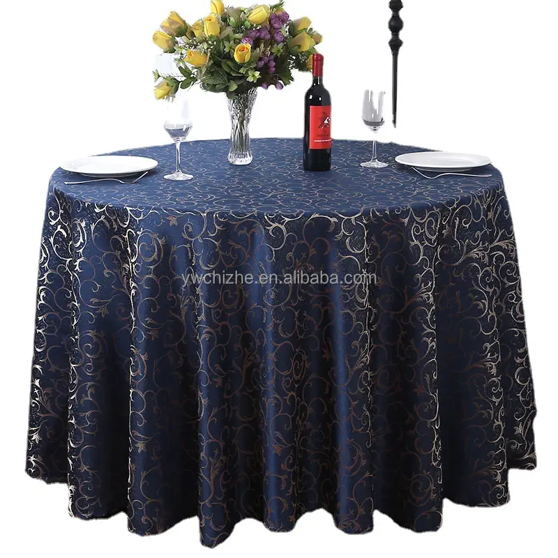 Özel lüks avrupa tarzı pullu jakarlı ziyafet otel ev düğün masa örtüsü yuvarlak dekorasyon masa örtüsü kapağı