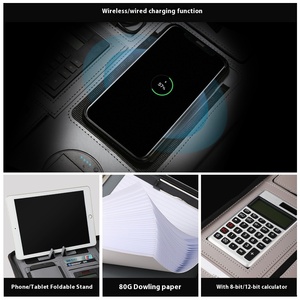 New Custom Multi-Purpose Folder Wireless Charging <strong>Notebook</strong> with Calculator A4 Business Power Binder Manager Clip - Product Image 4