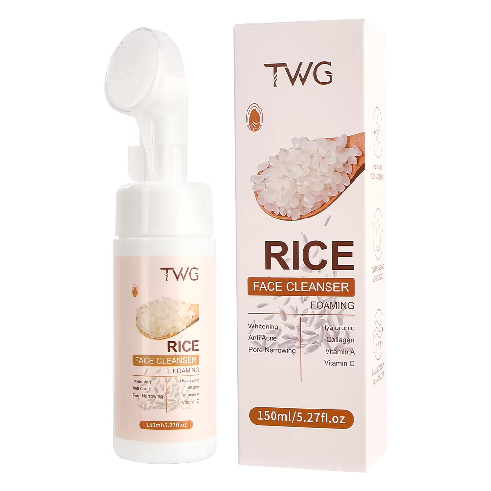 TWG Nettoyant Visage Moussant au Riz avec Tête de Brosse 150ml