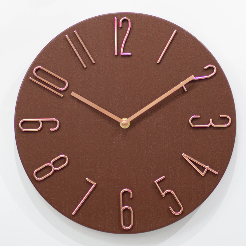 Minimaliste marron foncé-30 cm de diamètre-synchronisation automatique de l'heure radio