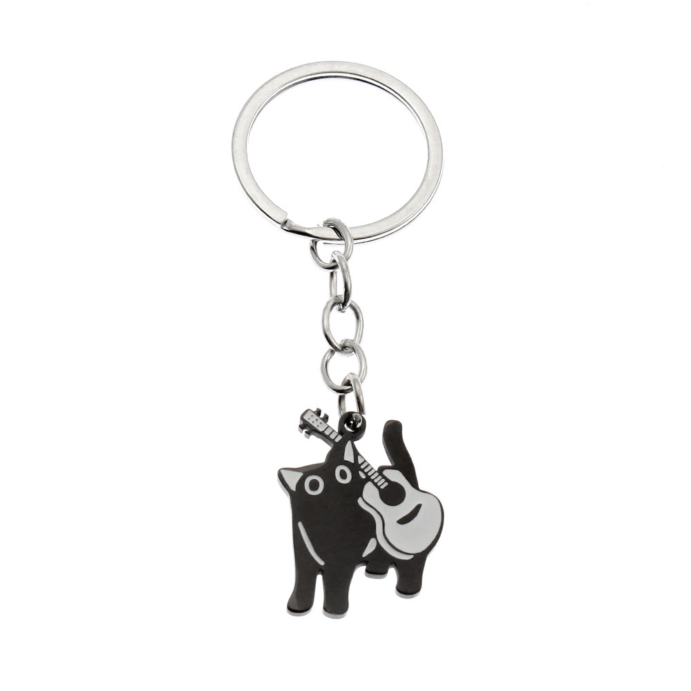 Porte-clés chat guitare