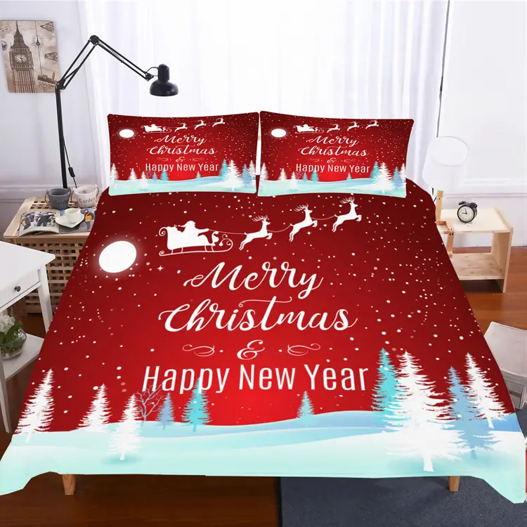 Di lusso di natale del fumetto pattern100 % poliestere 3d singolo king size comforter della regina letto gruppo di fogli biancheria da letto