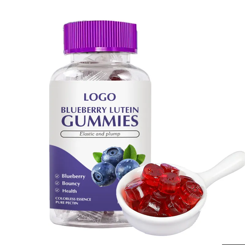 Grosir Blueberry Lutein Ester permen Gummies Pectin