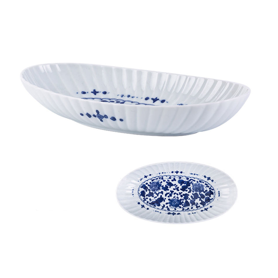 Creative Japanese Style Ceramic Dinnerware Sets High Quality Oval Porcelain Dinner Plates For Restaurant Tableware 6