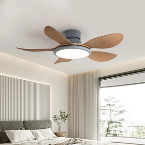 Modern 5 Blades LED Ceiling Fan Light High Wind Power Iron+ABS DC Remote Control 220V <strong>Input</strong> for Home Dining Bedroom Living Room - Product Image 2