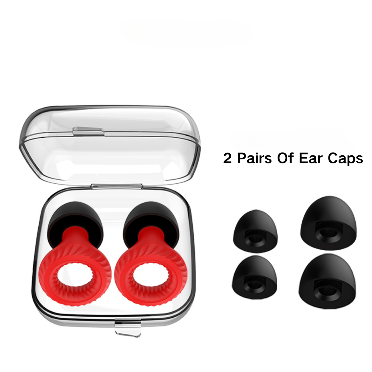 Color rojo torbellino con 2 pares de tapones para los oídos