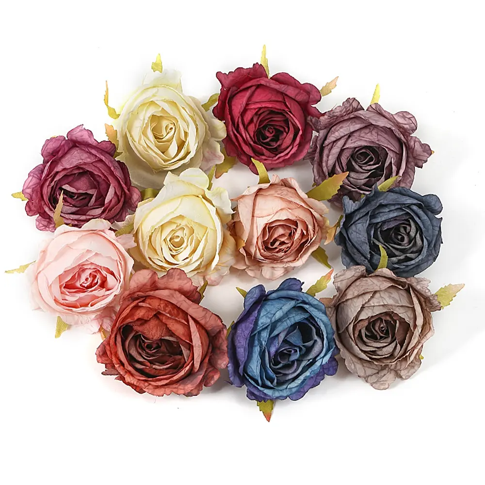 Stile europeo retrò grano secco fiore di seta rosa fiore artificiale cappello di paglia fiore decorazione della parete materiale fatto a mano fai da te