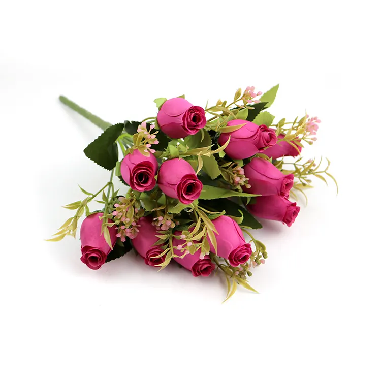 Bán Buôn Chất Lượng Cao Flower Silk Bouquet Nhân Tạo Bất Cảm Ứng Silk Rose Bud Wedding Trang Trí Hoa
