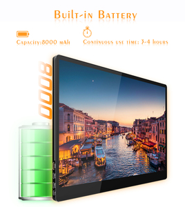 Monitor lcd para coche con batería integrada, pantalla táctil portátil de 16 pulgadas, ultraancho, doble retrovisor para coche