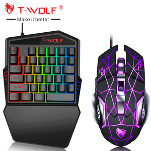 TWOLF Hot Selling One Hand <strong>Keyboard</strong> <strong>Mouse</strong> Set Mini Wired Gaming <strong>Keyboard</strong> and <strong>Mouse</strong> with Led Backlit Suitable for Phone and Compu - Product Image 1
