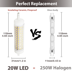 หรี่แสงได้ R7S นำหลอดไฟ118มม. 20W นำแสงน้ำท่วมคู่สิ้นสุดหลอดไฟ LED สีขาวเย็น6000K 250W ฮาโลเจนเปลี่ยน - Product Image 3