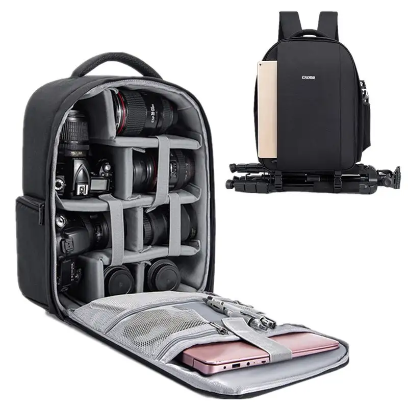 CADeN DSLR kamera sırt çantaları büyük kapasiteli darbeye dayanıklı çantaları Nikon Canon Sony SLR Lens Tripod açık seyahat Laptop çantası