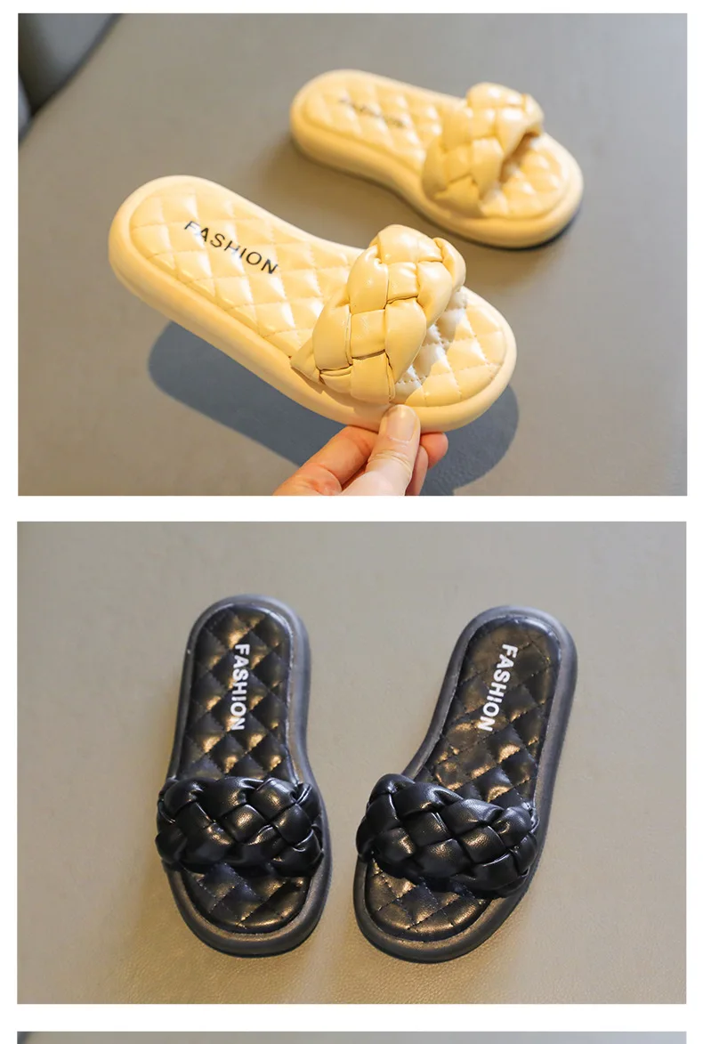 Children's Woven Slippers Sandals Casual Flat Shoes Non-slip Breathable Girls Shoes