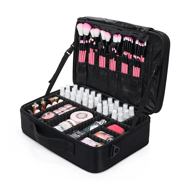 Bolsa organizadora de peluquero profesional, estuche cosmético para artista de maquillaje, bolsa de maquillaje portátil de viaje, organizador de viaje multifuncional