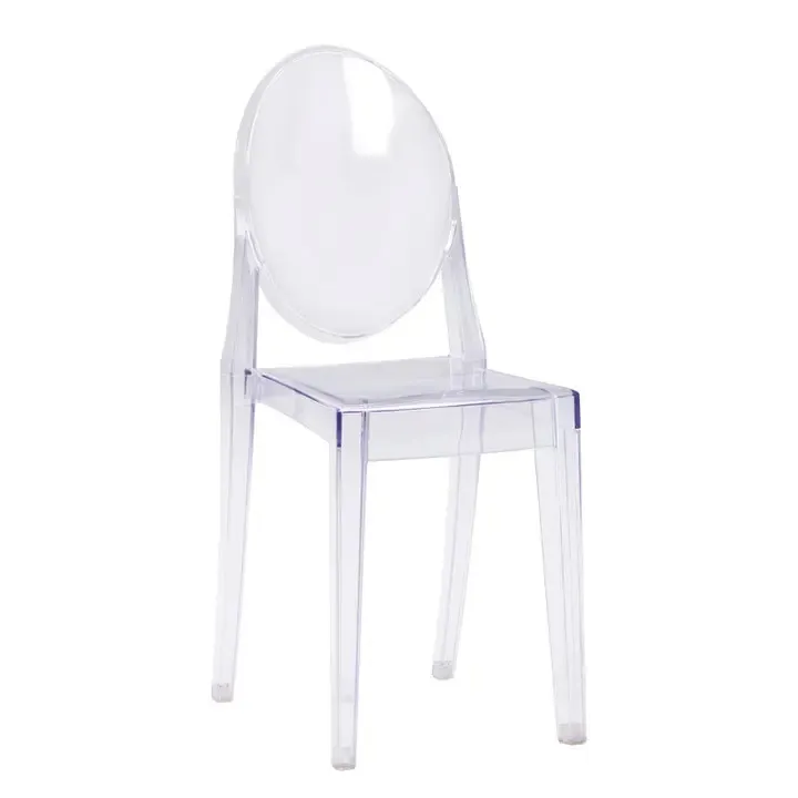Fábrica al por mayor banquete cristal plástico alquiler claro acrílico transparente Hotel fantasma silla para eventos