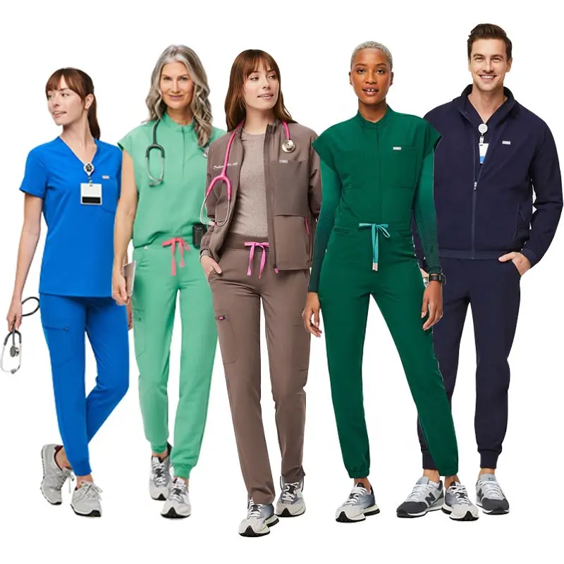 Bestex Personalizar Médicos Scrubs Enfermagem Bocador Enfermeira Hospital Uniforme Mulher Top Scrub Terno Scrubs Uniformes Conjuntos Moda