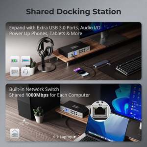 TESmart三重4K60Hz混合KVM游戏坞站，适用于1台台式电脑和1台笔记本电脑，带EDID MST HDMI DP USBC KVM交换机 - Product Image 5