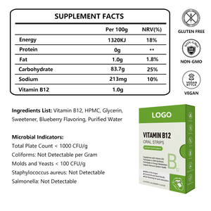 OEM / ODM günlük sağlık Oral ince Film takviyesi Vitamin B12 Oral şerit kırmızı kan hücresi (RBC) üretim desteği - Product Image 2