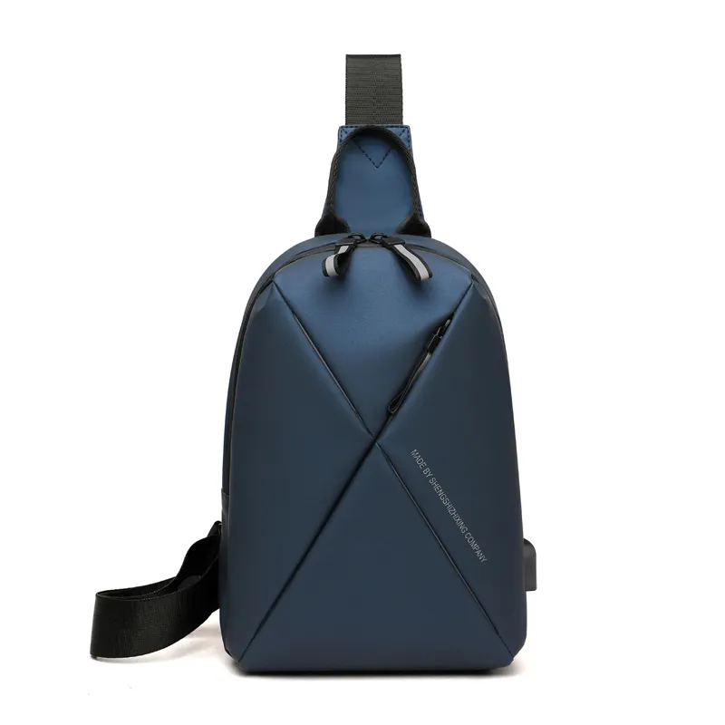 SENSZX USB Waterproof Wear Resistant Anti Theft Sling Shoulder Cross Body Chest Bag Polyester Waterproof Fabric Hebei