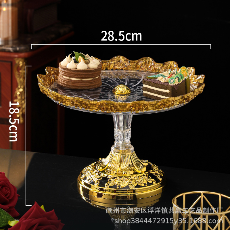 Assiette en plastique plaqué or avec base en plastique, 29 cm
