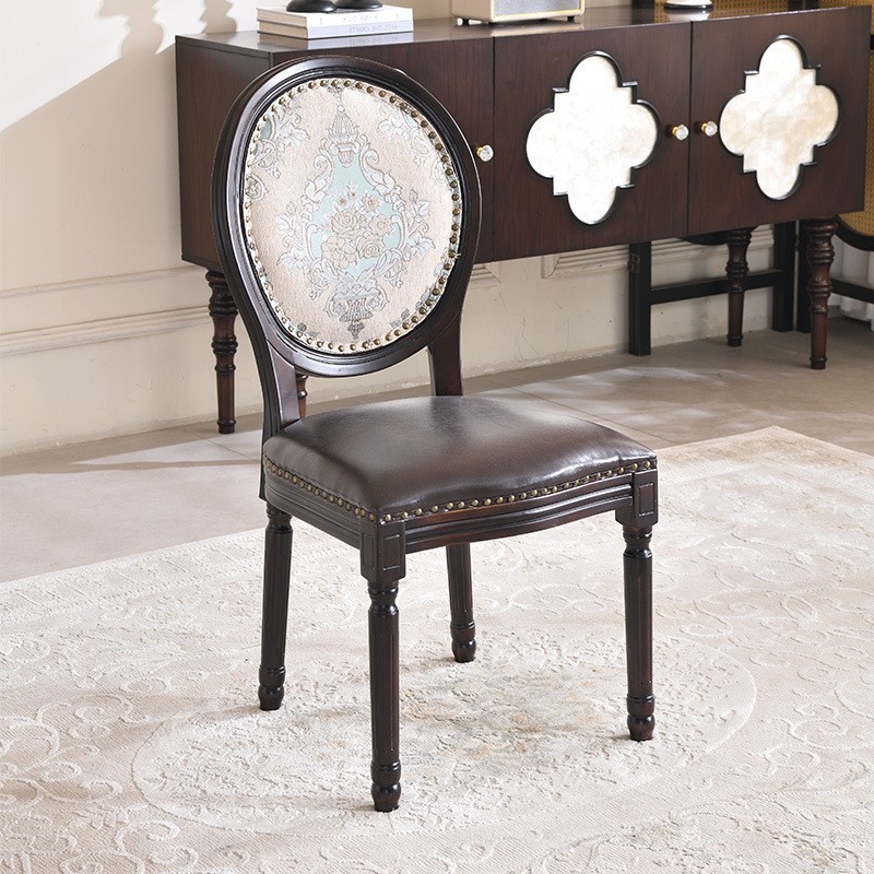 Solid wood dining table with 4 chairs (upholstered backrests)