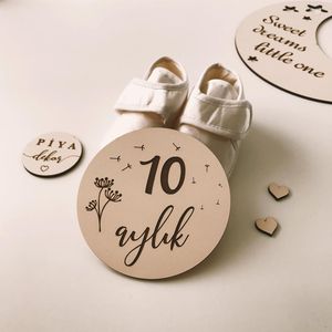 Tùy Chỉnh Đĩa Đẹp Sơ Sinh Nhiếp Ảnh Đạo Cụ Gỗ Bé Mốc Thẻ Sơ Sinh Mốc Thẻ - Product Image 2