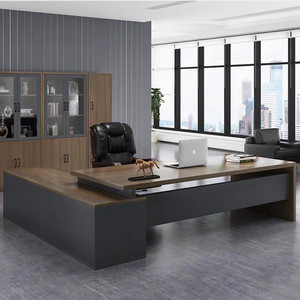 Mesa de ordenador de estudio de oficina, diseño simple moderno personalizado de fábrica, con estantería y armario de almacenamiento - Product Image 1