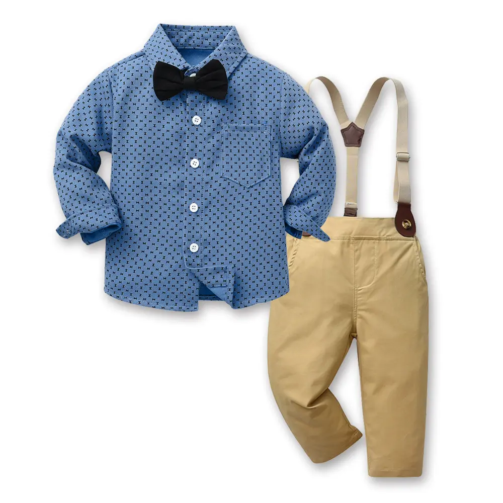 Toddler Boy Clothing Sets Autumn 2023 Party Suit For Boy 1-10 Years Kids Boy Clothes Formal Outfit Suit Suspender Pants