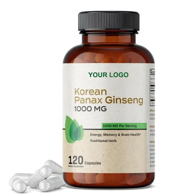 Private Label Koreaanse Panax Ginseng Capsules Energie, Geheugen En Hersengezondheid