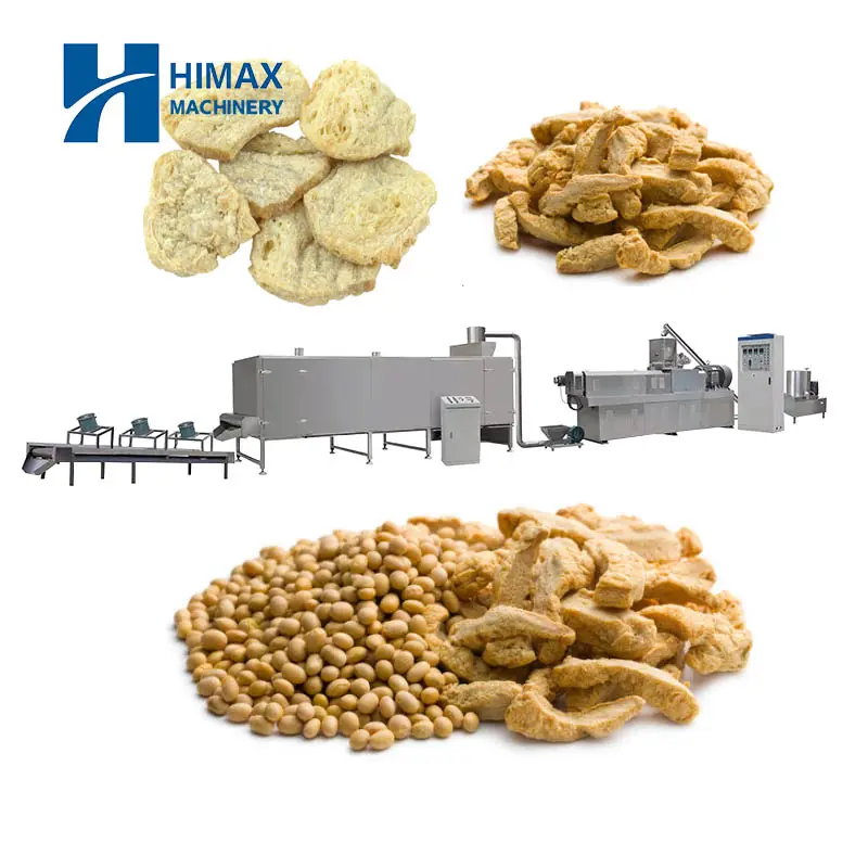 Máquinas De Processamento De Produtos De Feijão De Soja Proteína Nuggets Chunks Maker Linha De Processamento Extrudido